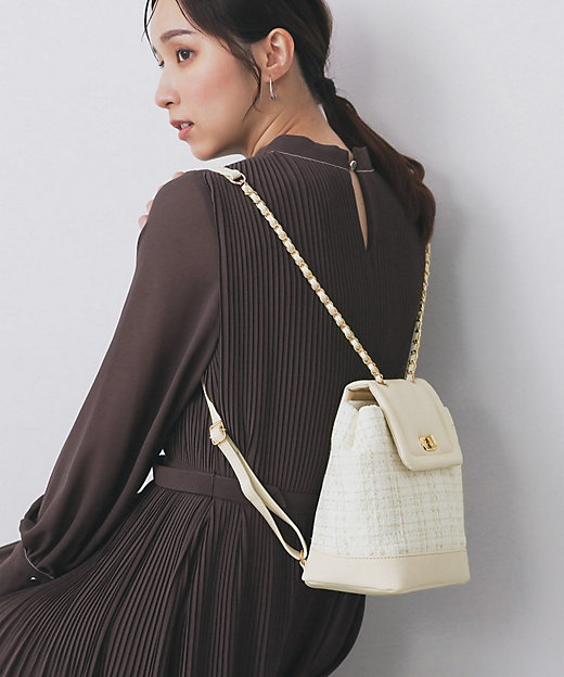 長さ調整可能】ツイードミニリュック（2002537738） | index