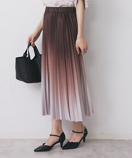 グラデーションプリーツスカート【洗濯機OK／防シワ