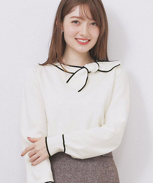 サイドリボンバイカラーニット【洗濯機OK】（2002544857