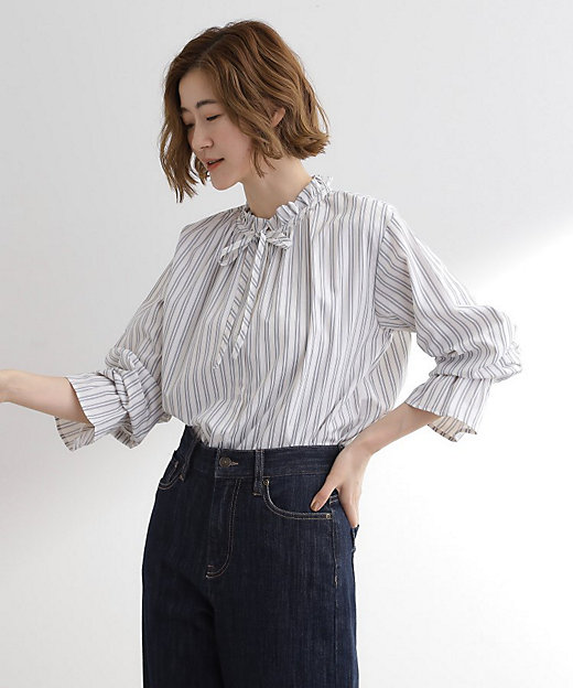 フリルカラーリボンブラウス（2002545566） | GROVE (Women