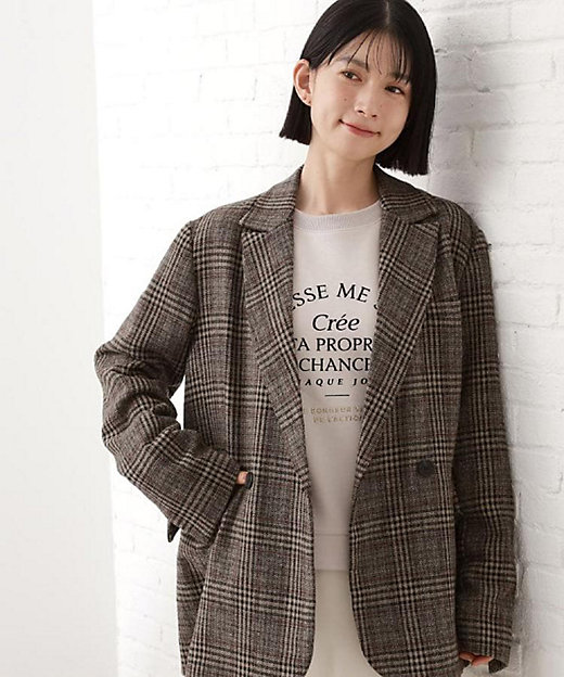 洗えるアウター】ヘリンボーン＆チェック柄ジャケット