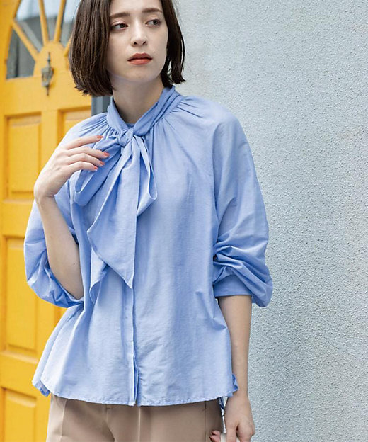 2WAYシアーボウタイブラウス【洗濯機洗い可