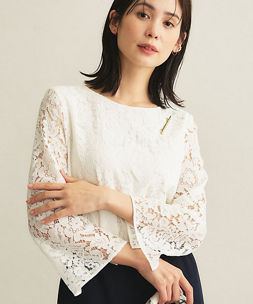 洗える／セレモニー】フラワーレースブラウス（2002554563