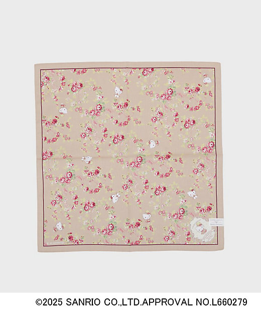 サンリオキャラクターズコラボ】ハローキティ＆花 プリントハンカチ