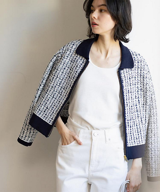 ツイードライクZIPニットカーディガン（2002592555