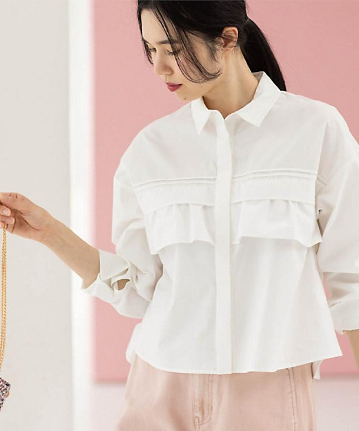 タックフリルシャツ【洗濯機OK】（2002604145） | OPAQUE