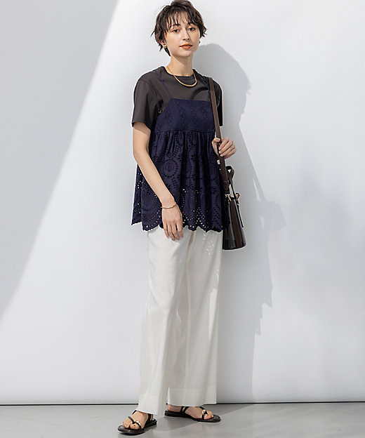 洗える】コットンエンブロイダリー キャミソール