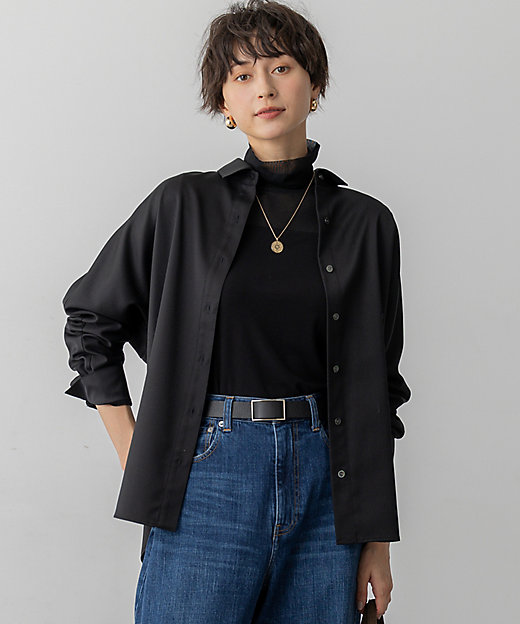 滝沢眞規子さん着用／洗える】メリノウールサテン 2WAYドルマン