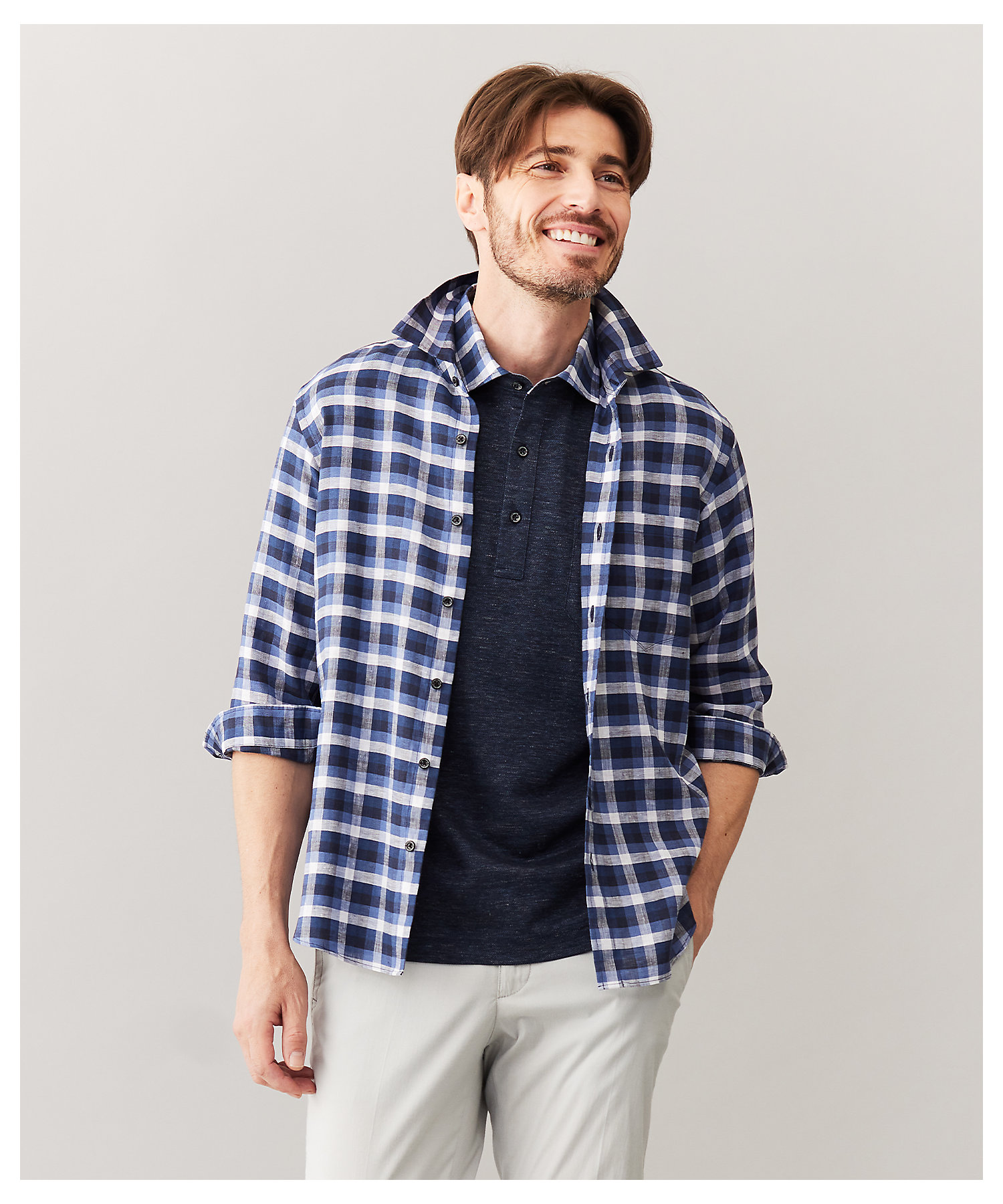 麻100％】リネンチェック シャツ（HHJLCM0411） | JOSEPH