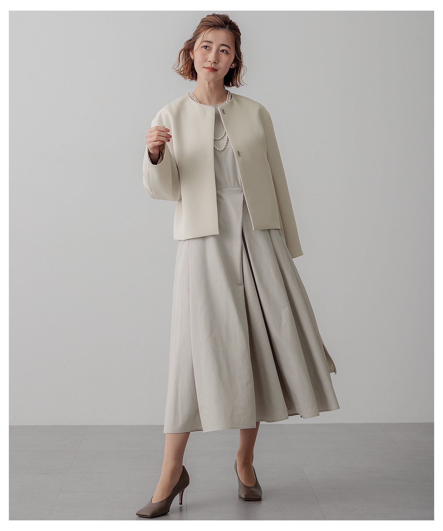 VERYコラボ】ストレッチトリプルクロス ノーカラージャケット