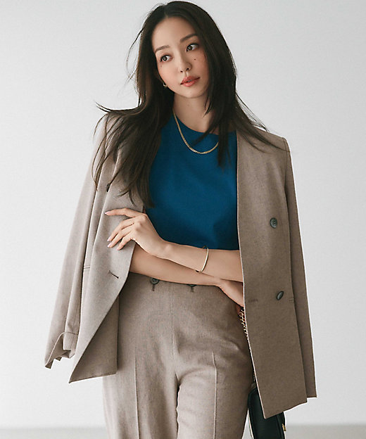 Oggi4月号掲載／セットアップ対応】リネン ミックスツイード ノー