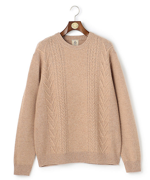 KING SIZE】【Cash Lamb's Wool】ケーブルクルー