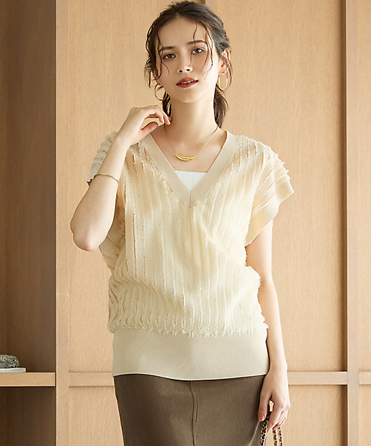 SLOW／一部店舗限定】フリンジニット ジレ（KRS2GA0930