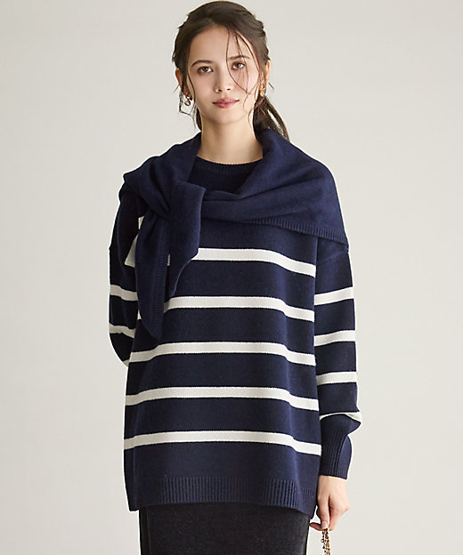 SLOW／一部店舗限定】ソフトウール ボーダー ニット