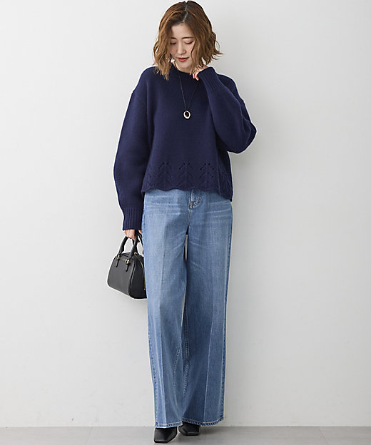 滝沢眞規子さん着用／洗える】レーシーヘムデザイン パフスリーブ