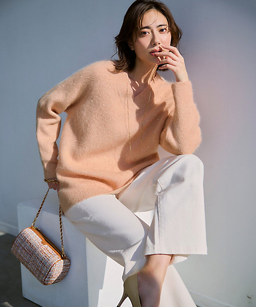 モヘヤミックススパングル Vネック ニット（KRWOGW0654