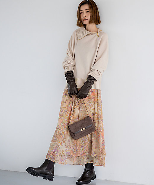 ボイルドウールコンビ ジップ タートルニット（KRWSGW0562