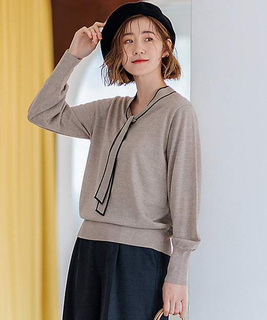 洗える】ウーステッドウール ボウタイ ニット（KRWWCW0455