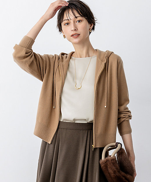 見上愛さん着用／洗える】ピュアカシミヤ ジップアップ ニット