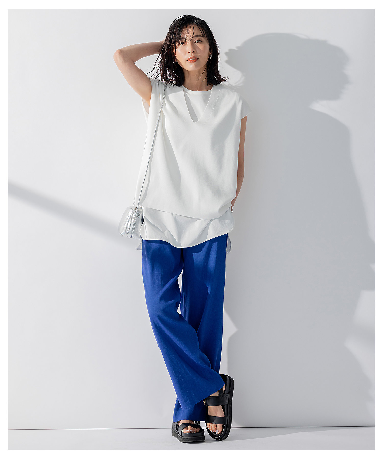 洗える】コットンポリエステル Vネック ニット（KRWWSM0553