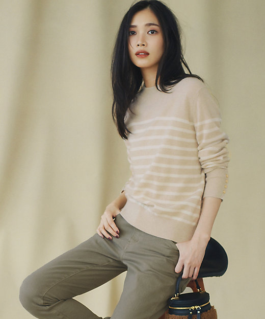 洗える】ピュアカシミヤ ボーダー ニット（KRWWSW0453