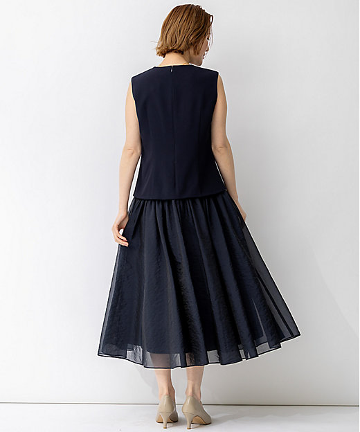 APPLAUDIR】クリアジョーゼットコンビ ドレス