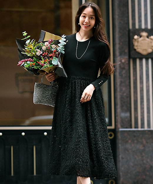 滝沢眞規子さん着用／一部店舗限定／洗える】ニットコンビジャカード