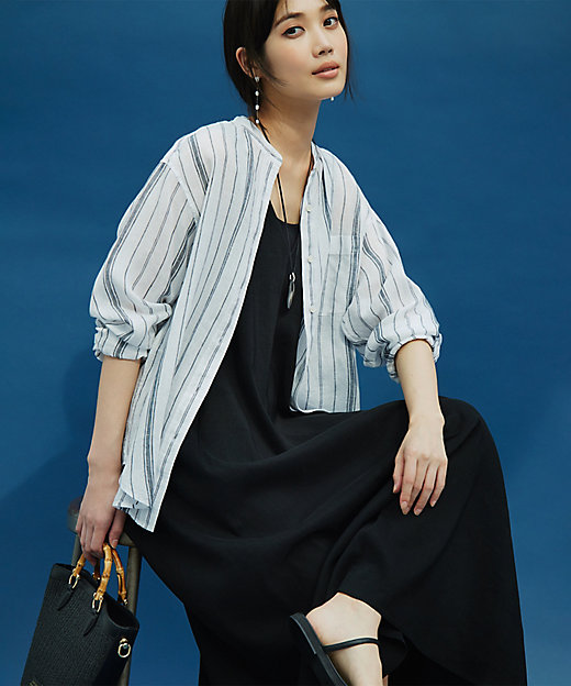 洗える】リネンレーヨンストレッチ キャミソール ワンピース