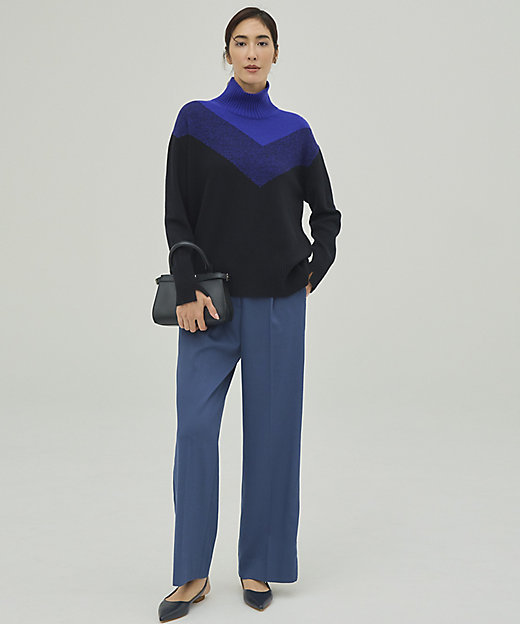 CLASSY．掲載・裏起毛】 ウォームサテン ワイドストレートパンツ