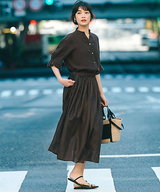 接触冷感／洗える】シアーフィルム フレアスカート