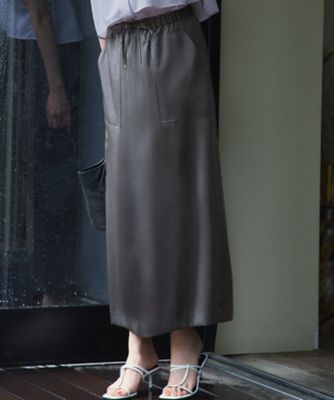 撥水加工／洗える】スムースサテン Iライン スカート