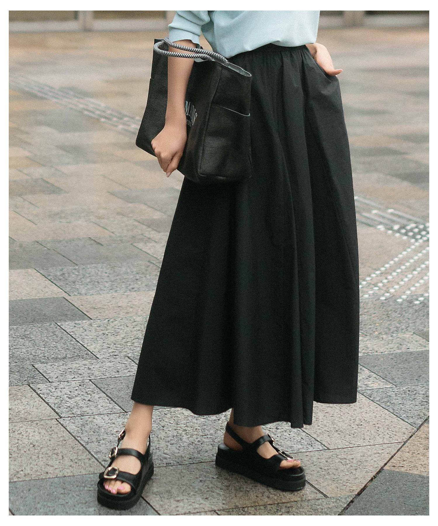 洗える】ナイロンコットンタフタ フレアスカート