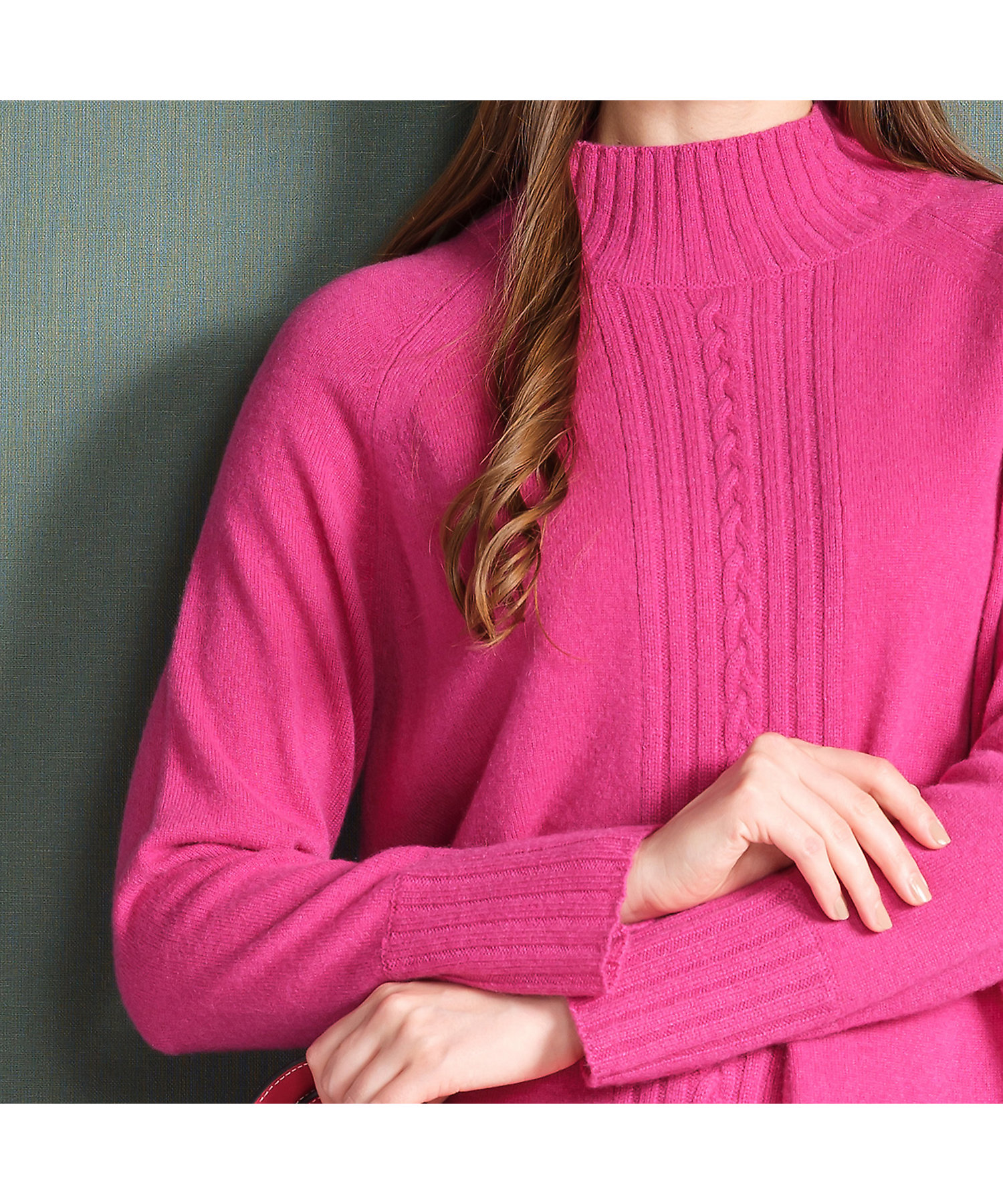 Selection】カシミヤ ハイネックプルオーバーニット