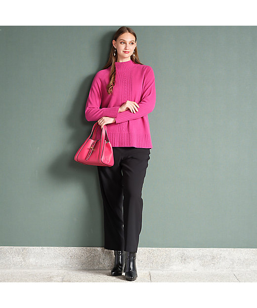 Selection】カシミヤ ハイネックプルオーバーニット