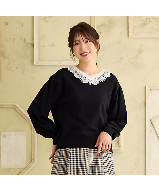 前後2WAY】レースニットプルオーバー（51136505） | Rose