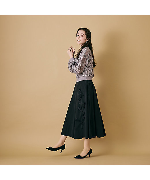 立体フラワーモチーフ付きフレアスカート（83045506） | Rose