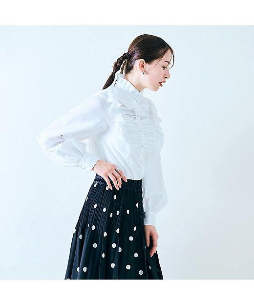 フリルカラー胸元タックブラウス（83032504） | Rose Tiara