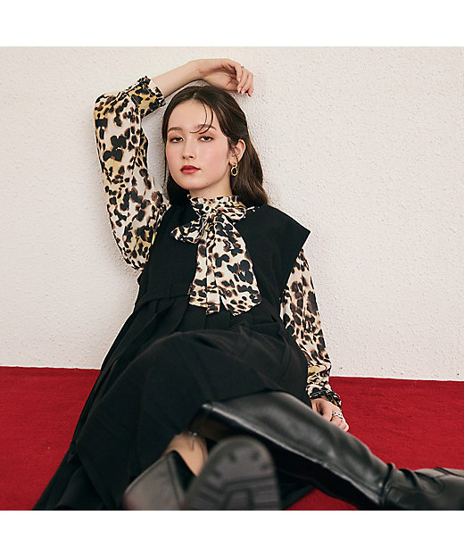 ヒョウ柄ブラウス（83036503） | Rose Tiara (Women/大きい