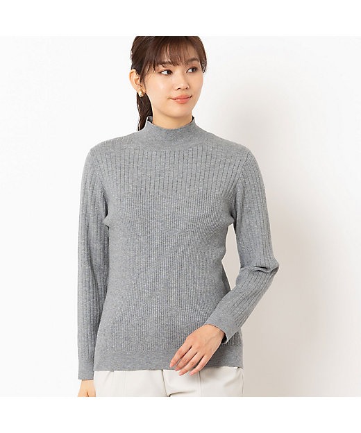 アンサンブル可】ハイネックリブ編みセーター（12136451
