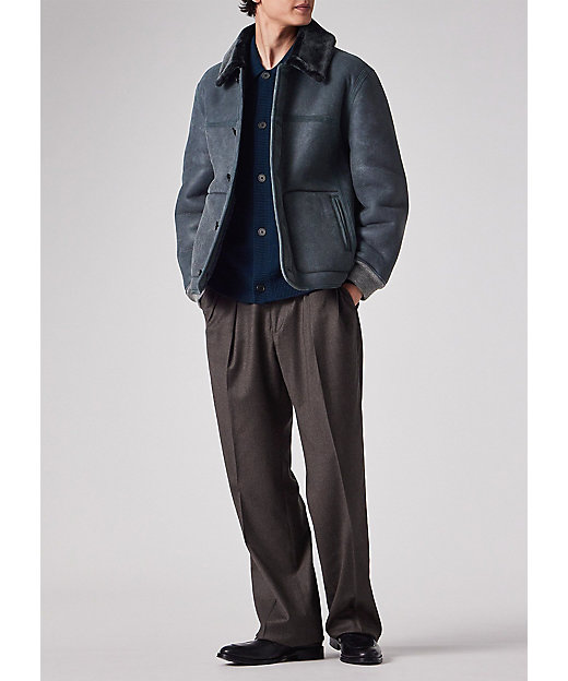 ウールカシミヤフランネル ベルトフロント ワイドトラウザーズ