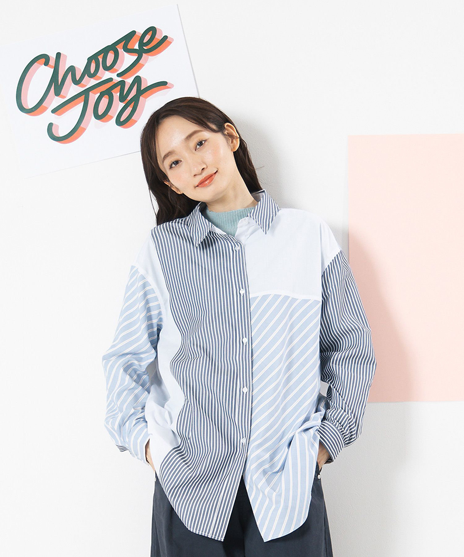 FONTLAB ストライプクレイジーパターンシャツ 33016700