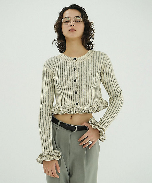 W FACE SHORT FRILLED KNIT TOPS 10106