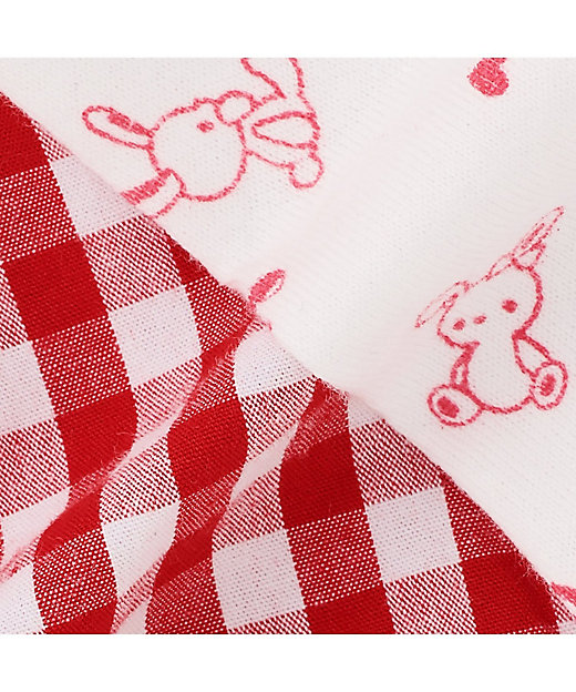 ウサギマスコットつきギンガムエプロン ロンパース 6261561