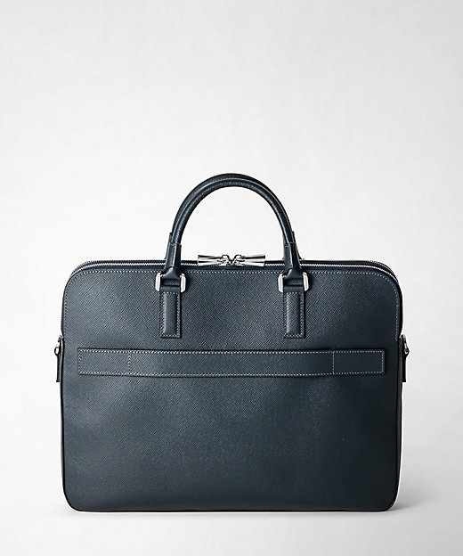 EVOLUZIONEレザー製 ダブルファスナースリムブリーフケース