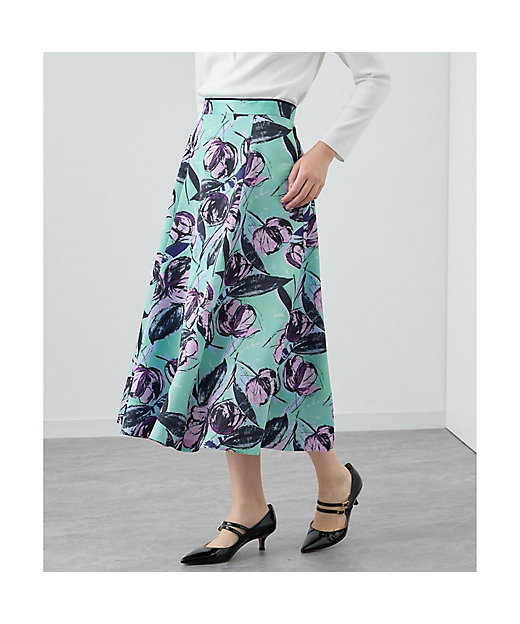 ドローイングフラワープリントフレアスカート | ANAYI/アナイ | 三越