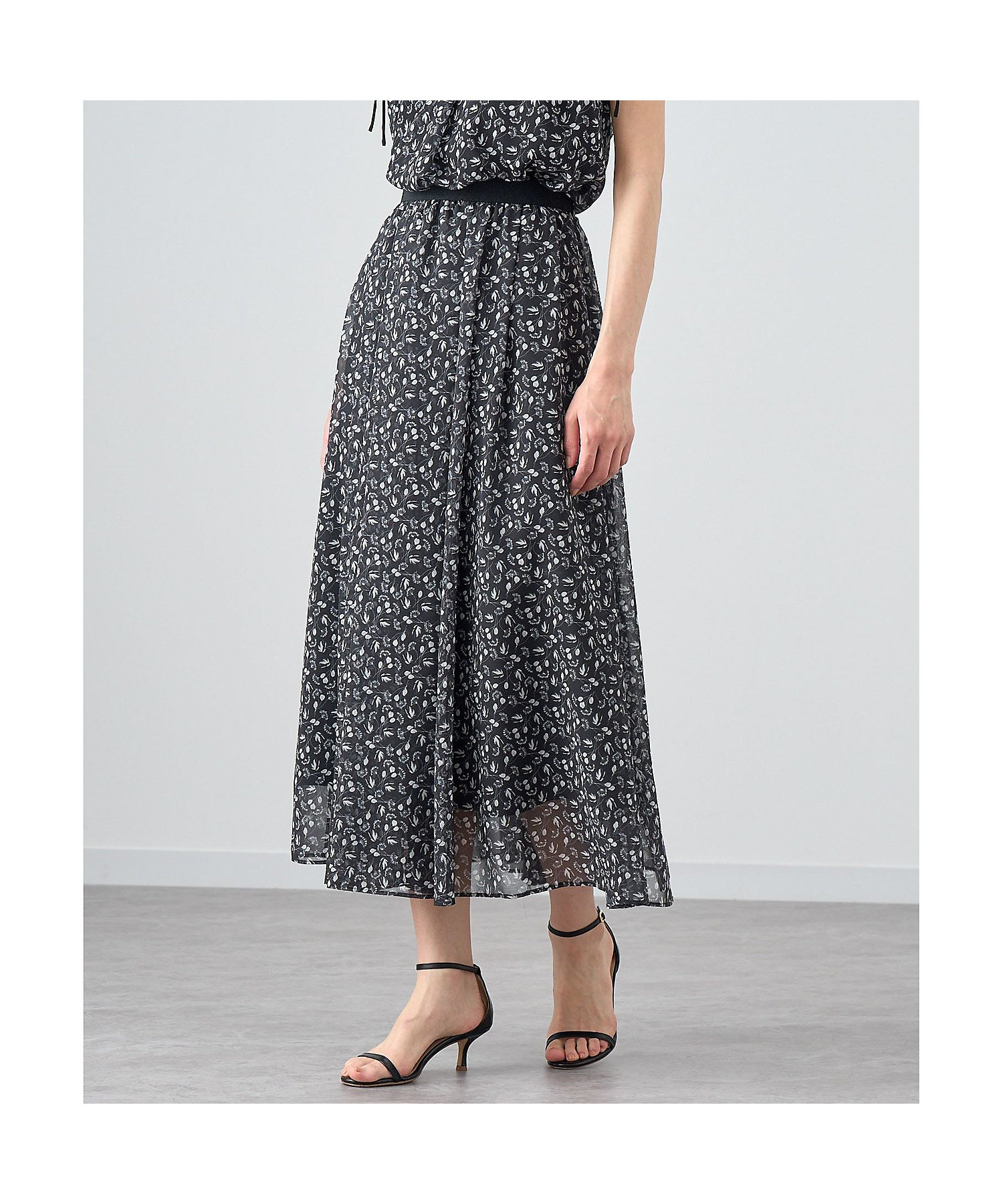 セットアップ対応商品】リトルフラワープリントタックフレア スカート