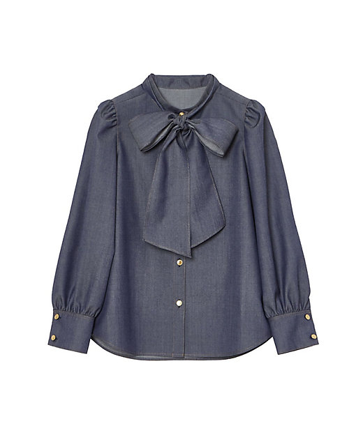 セットアップ対応商品】ウールデニムライクボウ ブラウス | ANAYI