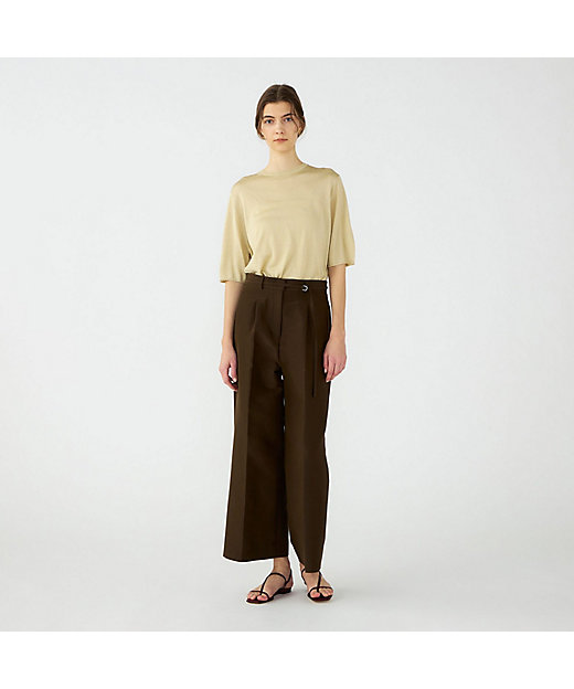 コットンシルクダブルクロス ストレートワイドパンツ | maison