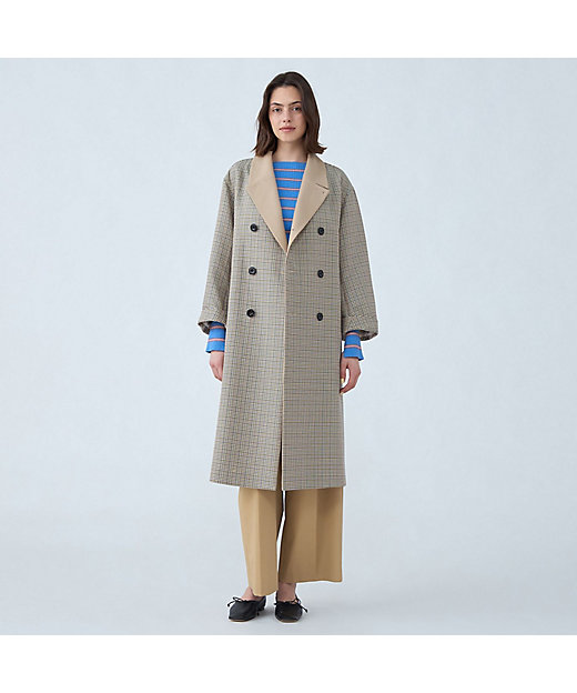 コットンリバーチェック ダブルブレストコート | maison TOMORROWLAND