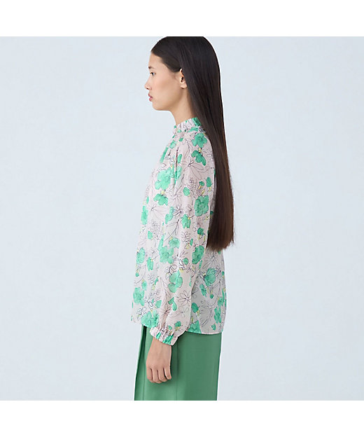 アネモネプリント ギャザースタンドカラーブラウス | maison